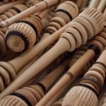 a close up of a bunch of wooden objects